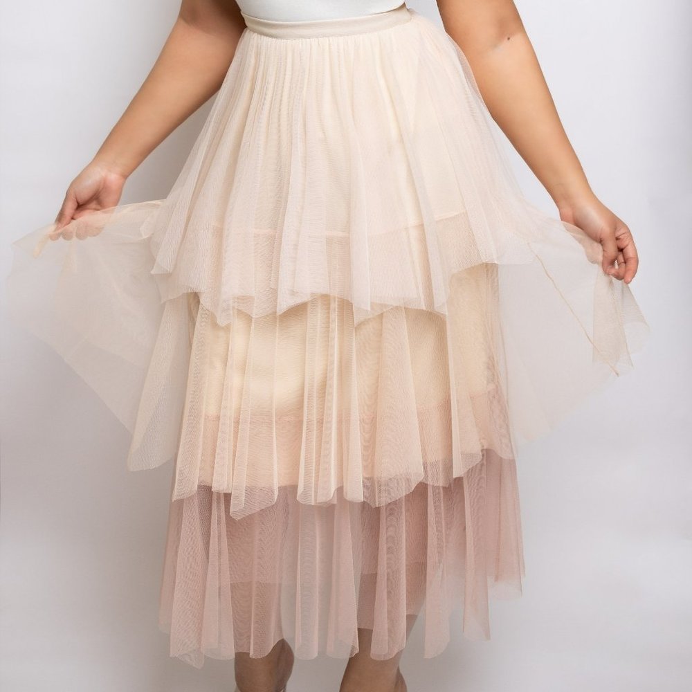 Whisk Me Away Layered Tulle Midi Skirt - Picture 2 of 3